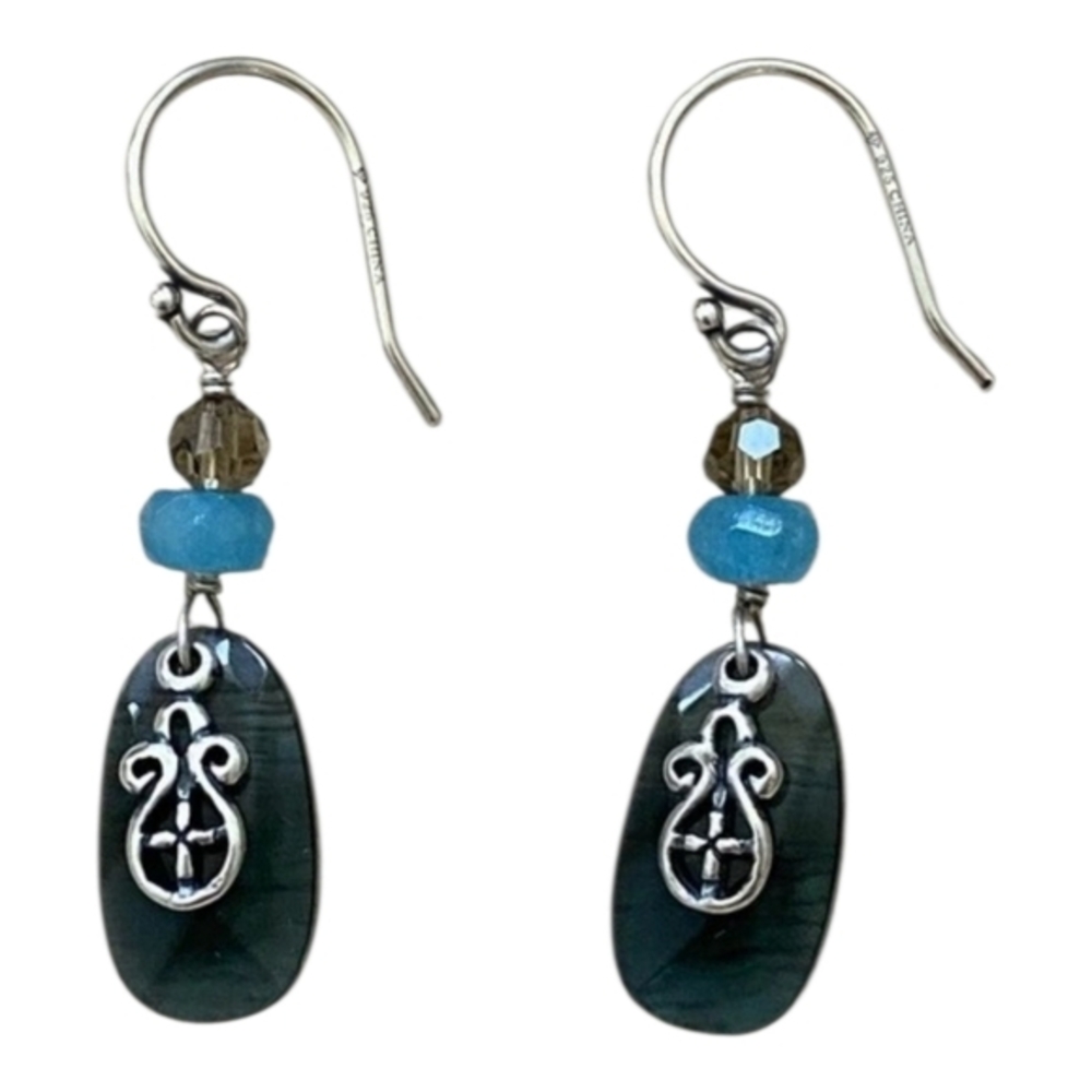 Silpada Sterling Silver Blue Dangle Crystal Earrings W2435 Evening Tide